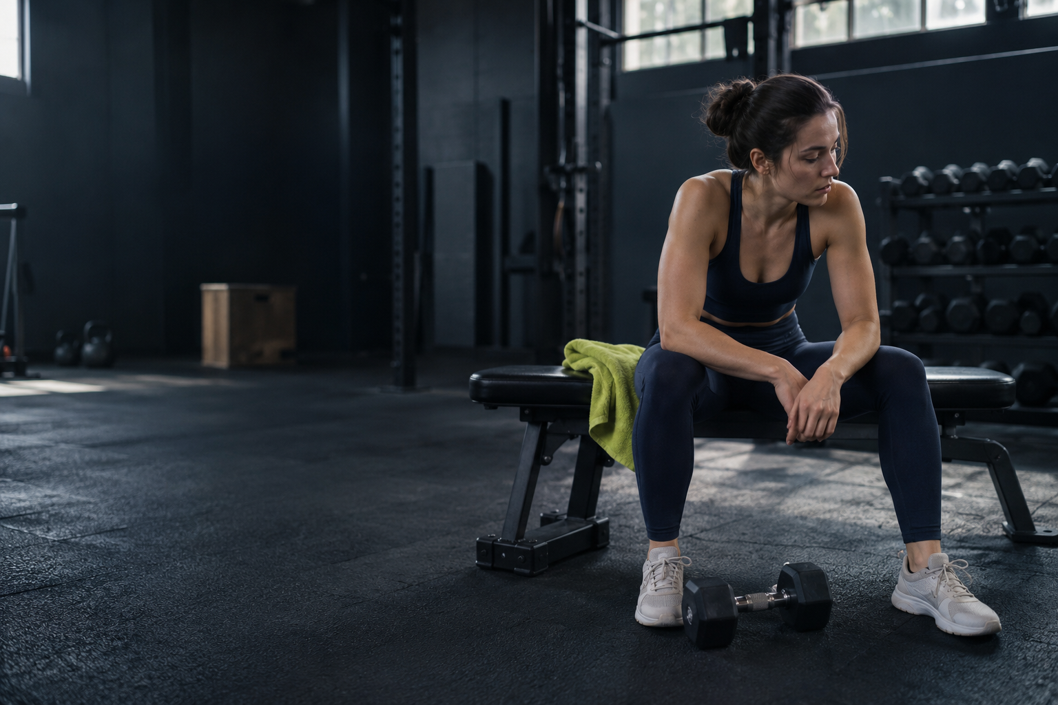 An athlete taking a break between strength training sets